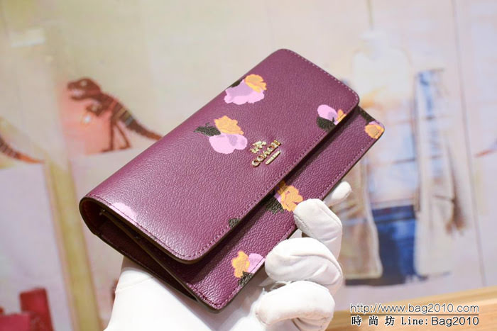 COACH蔻馳 53747# 女士信封錢包 卡位/零錢位齊全 時尚按扣  Chz1324